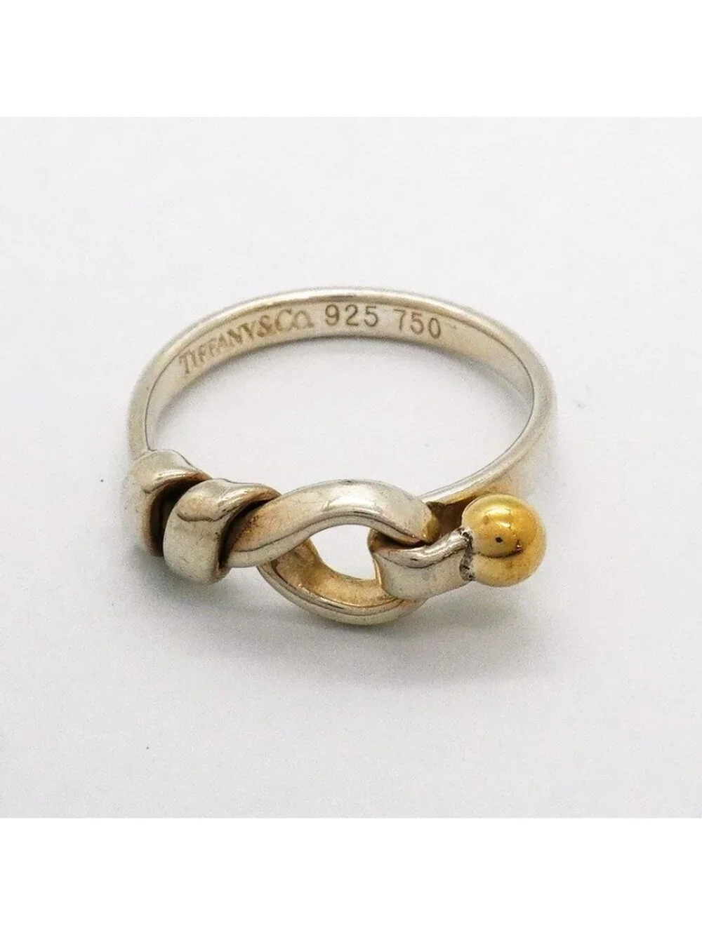Tiffany & Co Ring Hook Eye 18k Yellow Gold 925 Sterling Silver